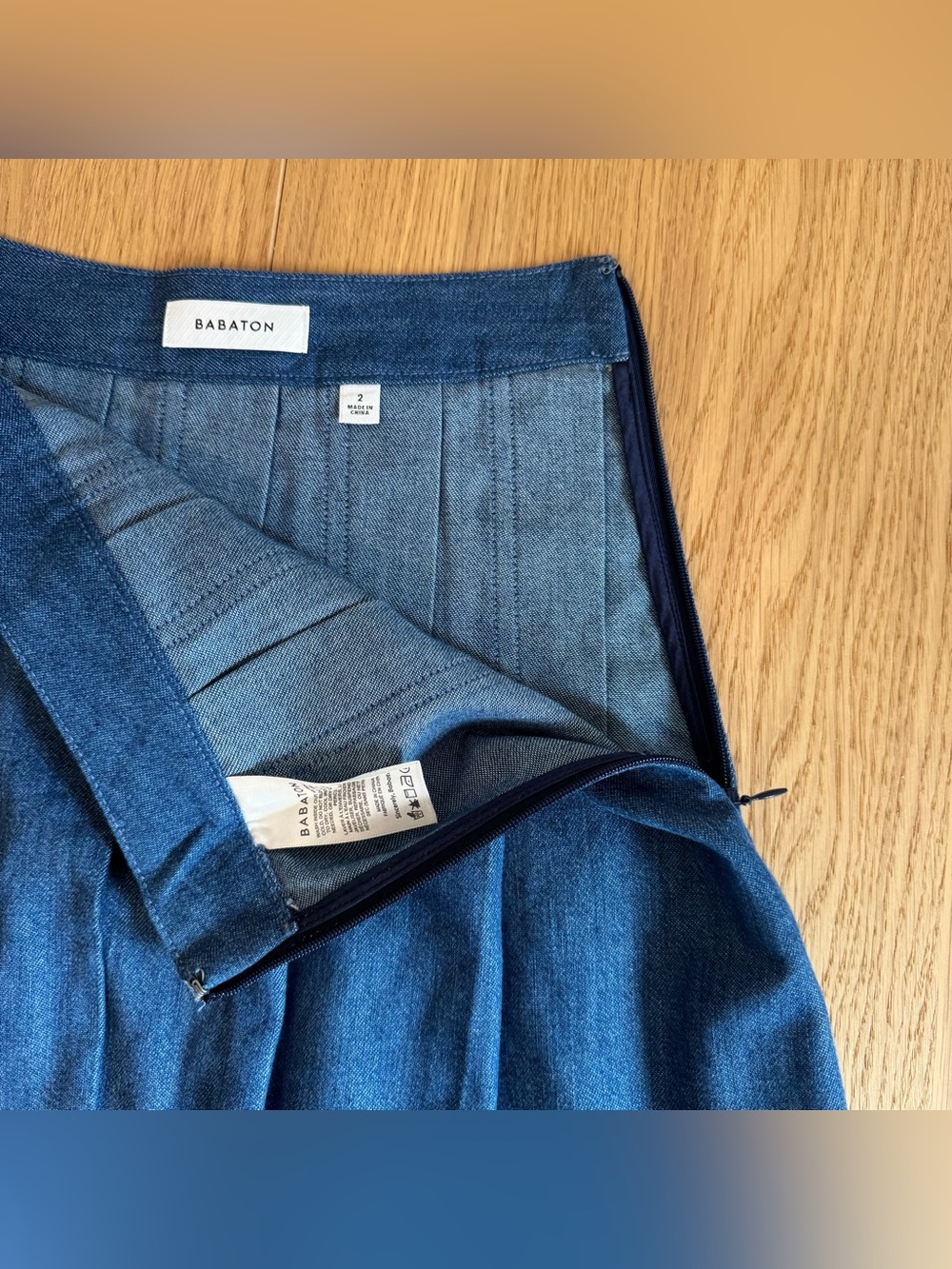 Babaton Pleated Denim Mini Skirt - Picture 5 of 8